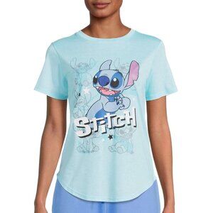 Disney Stitch Shirt Womens 3X Blue Lilo Hawaiian Flowers Graphic Tee Plus Size